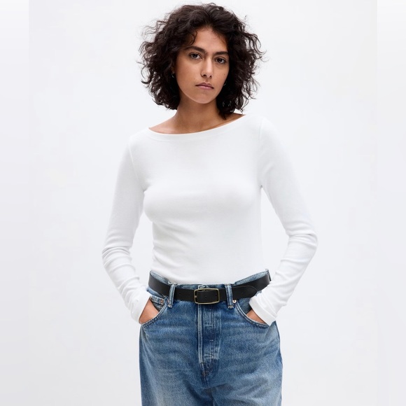 GAP Modern Boatneck T-Shirt Long Sleeve (S) Ballet Pink - Picture 8 of 11